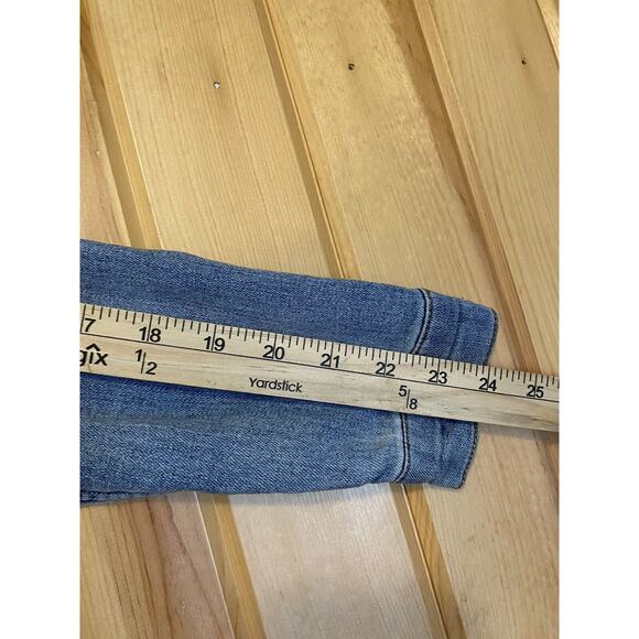 7 For All Mankind Denim Jacket Girls M Trucker Distressed Flap Pockets Stretchy - Picture 8 of 8